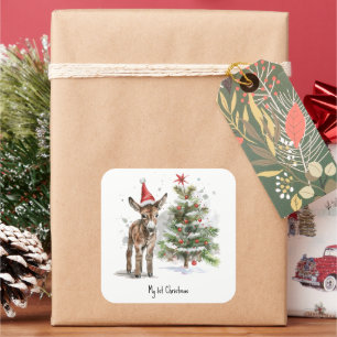 Sticker Carré Premier Noël de Doux Âne, sur mesure