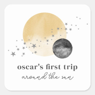 Sticker Carré Premier Voyage Gris Autour Du Soleil