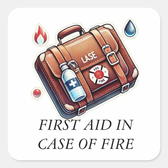 STICKER CARRÉ PREMIÈRE AIDE EN COQUE D'INCENDIE (Devant)