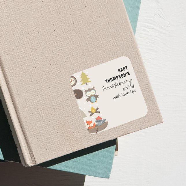 Sticker Carré Première bibliothèque de bébé Aventure Attend (Créateur téléchargé)