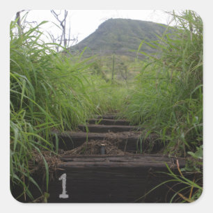 Sticker Carré Première étape invitations randonneurs en haut Kok