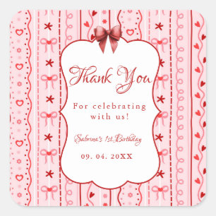 Sticker Carré Première Saint-Valentin d'anniversaire bébé fête d