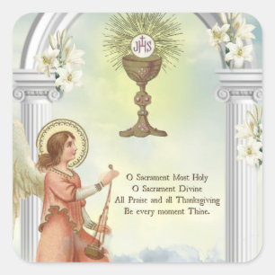 Sticker Carré Première Sainte Communion Angel Eucharistie