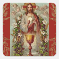 Première Sainte Communion Jésus Chalice Fleurs