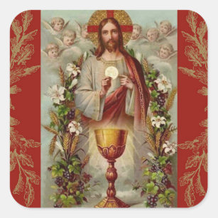 Sticker Carré Premières fleurs de calice de Jésus de sainte