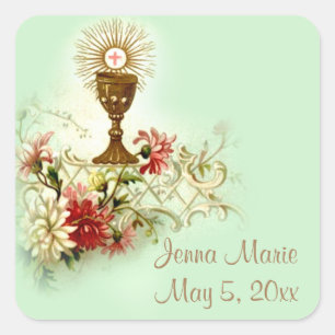 Sticker Carré Premières fleurs d'eucharistie de sainte communio