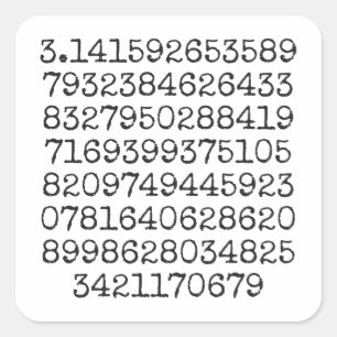 Sticker Carré Premiers 100 chiffres de l'autocollant Pi