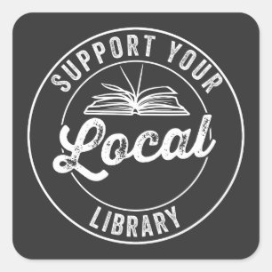 Sticker Carré prendre en charge votre bibliothèque locale