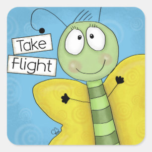 Sticker Carré Prendre le papillon de vol