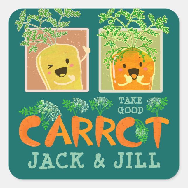 Sticker Carré Prenez Good Carrot Jack & Jill | Motivation (Devant)