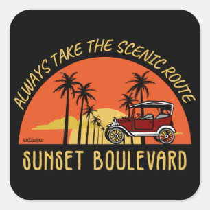 STICKER CARRÉ PRENEZ TOUJOURS LE BOULEVARD PITTORESQUE ROUTE SUN
