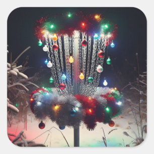 Sticker Carré Prenez un disque-mas Holly Jolly ! Humour de Noël