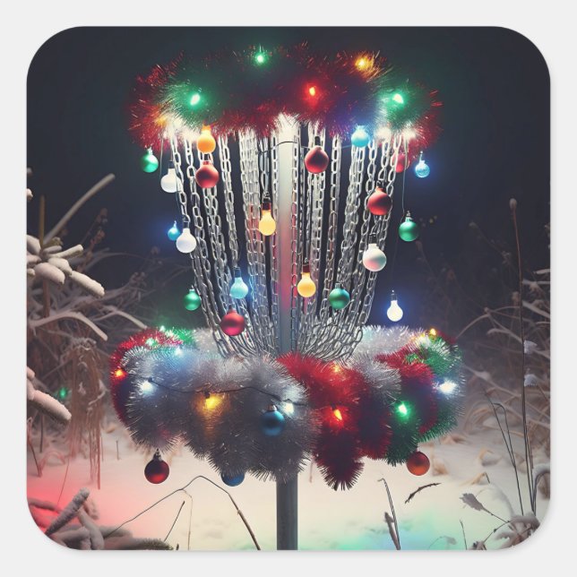 Sticker Carré Prenez un disque-mas Holly Jolly ! Humour de Noël (Devant)