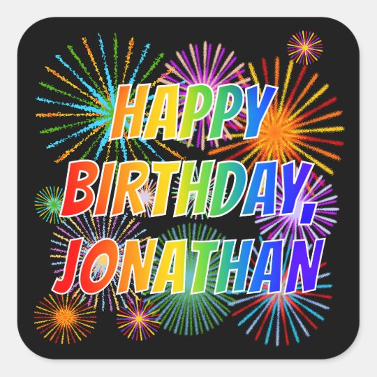 Sticker Carre Prenom Jonathan Amusant Heureux Anniversaire Zazzle Fr