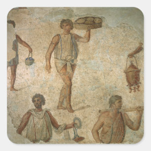 Sticker Carré Préparation d'un banquet, fragment de marbre, li