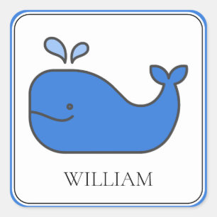 Sticker Carré Preppy Blue Whale personnalisée
