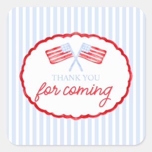 Sticker Carré Preppy Boys Red White & Two Patriotic Birthday