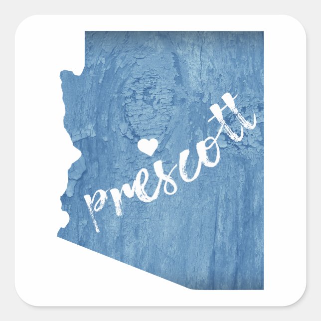 Sticker Carré Prescott Arizona Wood Grain (Devant)