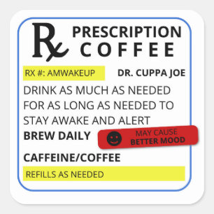 Sticker Carré Prescription de café