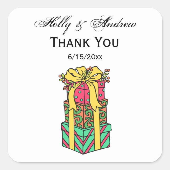 Sticker Carré Présentations de Noël enroulées empilées Noël (Devant)