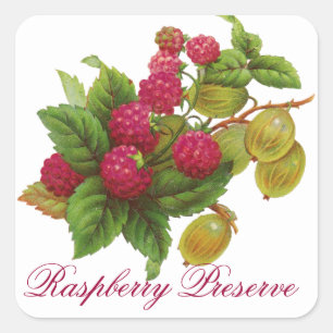 STICKER CARRÉ PRÉSERVE DE FRUITS ROUGES / RASPBERRIES