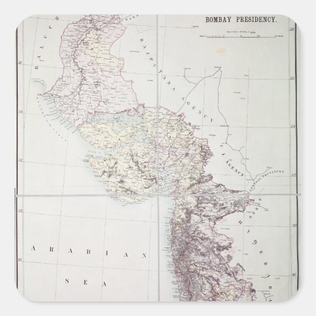 Sticker Carré Présidence de Bombay, 1890 (Devant)