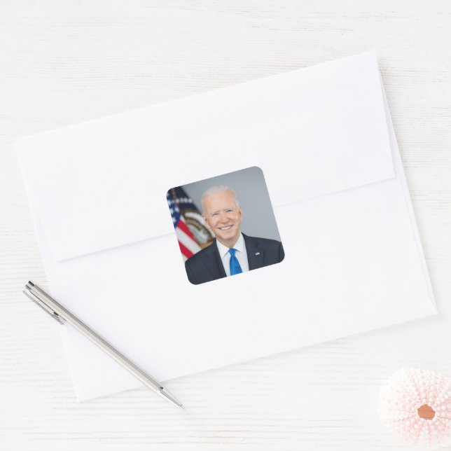 Sticker Carré Président Joe Biden Portrait Officiel 2021 (Enveloppe)