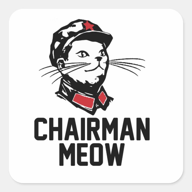 Sticker Carré Président Meow (Mao) Design (Devant)