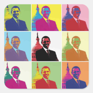 Sticker Carré Président Obama Pop Art