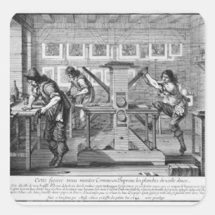Sticker Carré Presse typographique française, 1642