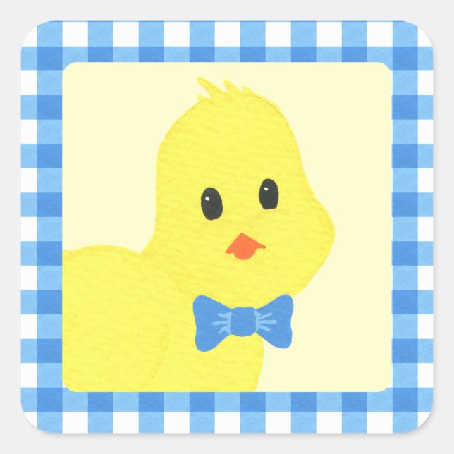 Sticker Carré Prêt À Atteindre Le Baby shower Chicky Boy (Devant)