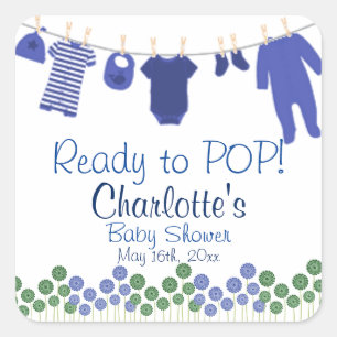 Sticker Carré Prêt à POP! Baby shower de linge de bébé