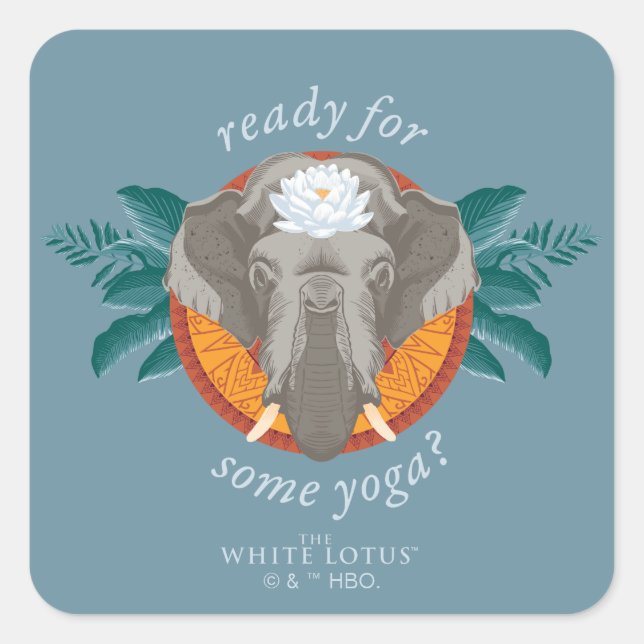 Sticker Carré Prêt pour le Yoga ? - Le Lotus Blanc (Devant)