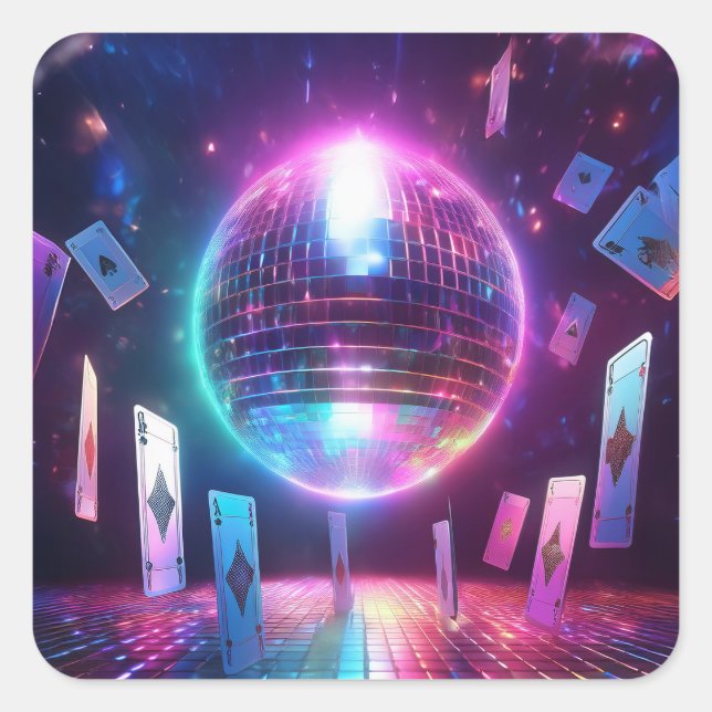 Sticker Carré Prêt Pour Une Nuit De Danse Et De Jeu (Devant)