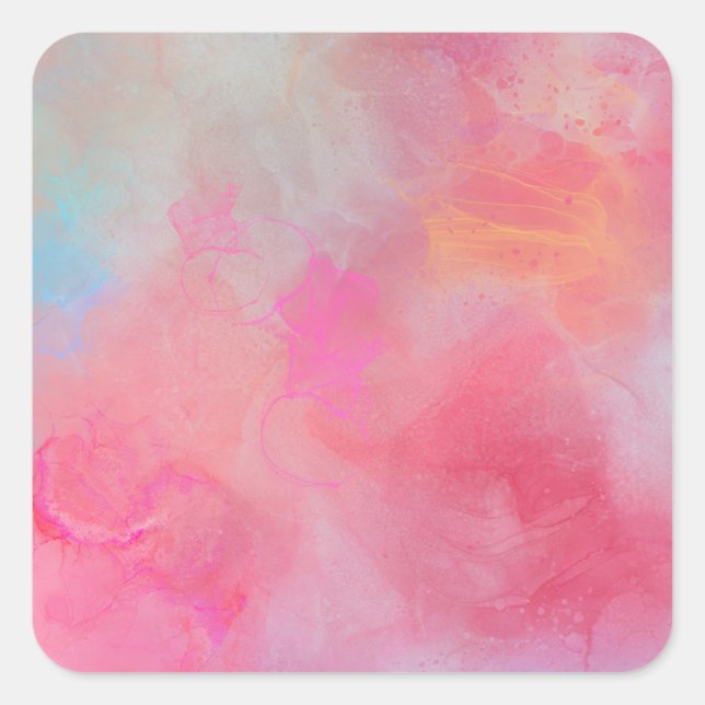 Sticker Carré Pretty Stylish Rose Pink Watercolor Ink (Devant)