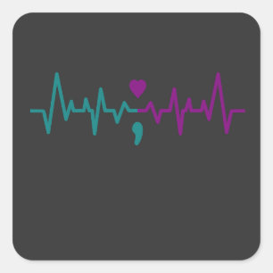 Sticker Carré Prévention du suicide des impulsions cardiaques Se