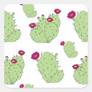Sticker Carré Prickly Pear Motif Texas State Plante Cactus Love