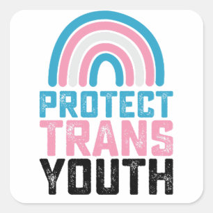 Sticker Carré Pride LGBT Protéger les jeunes transgenres transge