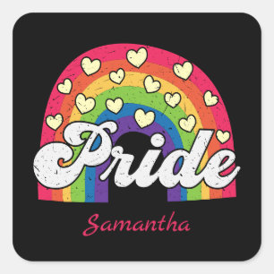 Sticker Carré Pride Rainbow and Hearts LGBTQ