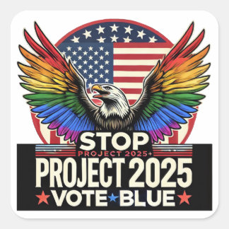 Sticker Carré Pride - Stop Project 2025 - Vote Blue