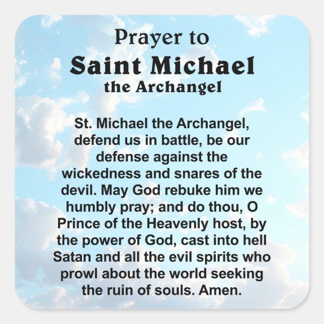Sticker Carré Prière catholique pour la protection et le courage (Devant)