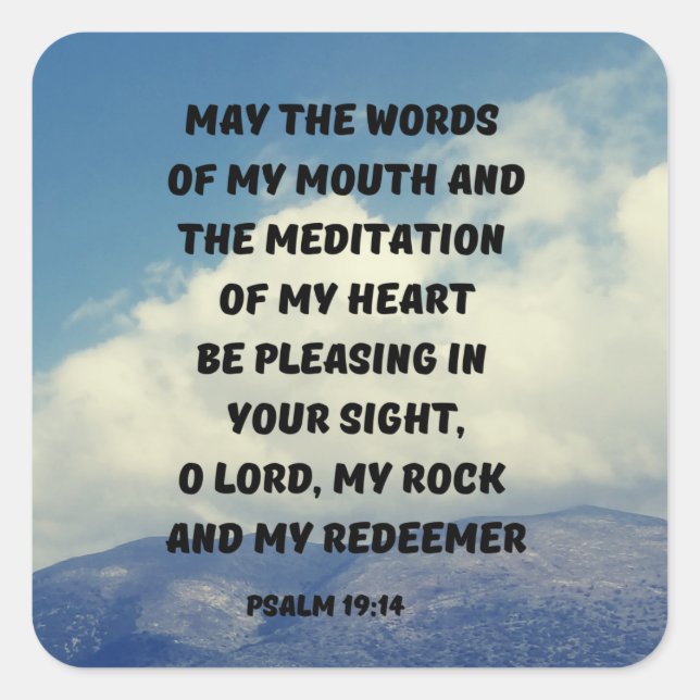 Sticker Carré Prière Pour Comprendre Le Psaume 19:14 Verse De La (Devant)