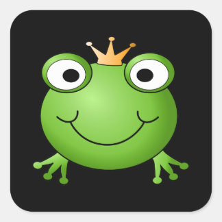 Sticker Carré Prince des grenouilles. Grenouille souriante avec