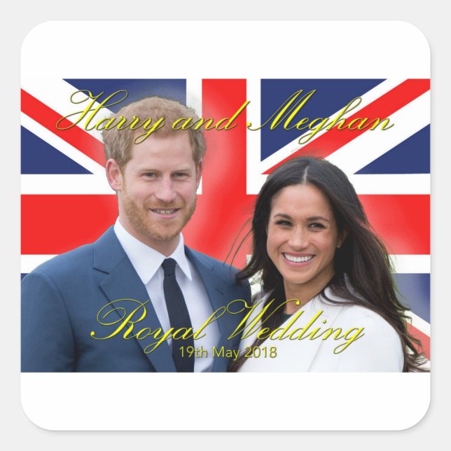 Sticker Carré Prince Harry et Meghan Markle Mariage royal (Devant)