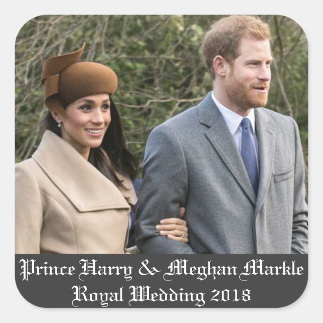Sticker Carré Prince Harry & Meghan Markle Mariage royal 2018 (Devant)