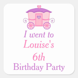 Sticker Carré Princesse Anniversaire rose et violet