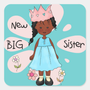 Sticker Carré Princesse Big Soeur Africaine Américaine