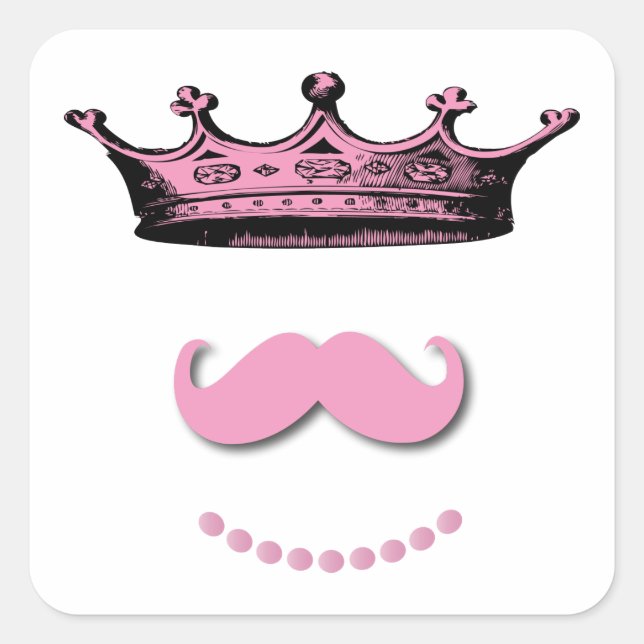 Sticker Carré Princesse Crown et Moustache (Devant)