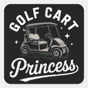 Sticker Carré Princesse drôle de chariot de golf Dames de golf s