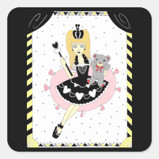 Sticker Carré Princesse gothique de coeurs